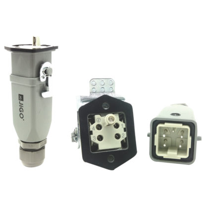 Jigo 4 Pin Rectangle Metal Plug & Socket - Bottom Open Type
